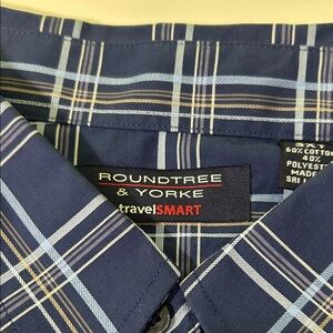 Roundtree & Yorke Navy and Light Blue Plaid Shirt